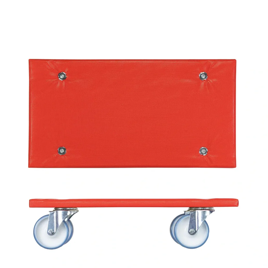 Transporthilfe MM 1396, 57,5 x 30 x 14 cm, softe Rollen Ø 100 mm, Rollenlager, Platte FSC® bezogen, Tragkraft 400 kg