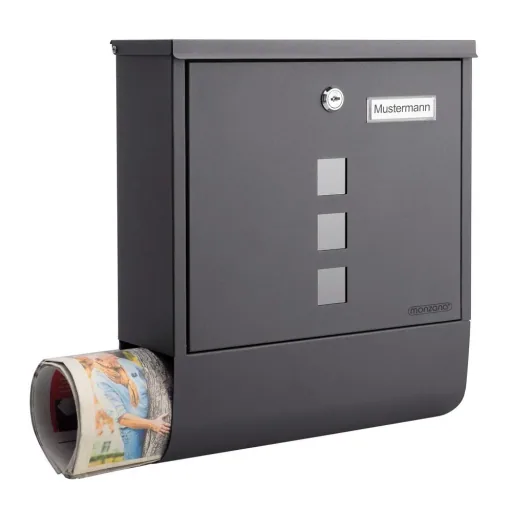 Briefkasten mit Zeitungshalter anthrazit 30,5x8,5x33,5cm