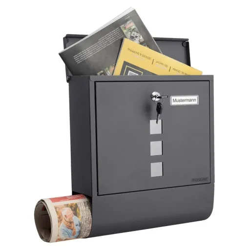 Briefkasten mit Zeitungshalter anthrazit 30,5x8,5x33,5cm