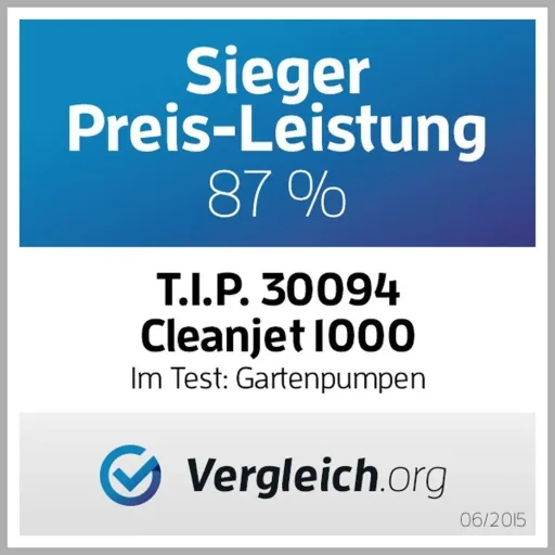 Gartenpumpe Edelstahl Clean Jet 1000 Plus mit 4m Ansauggarnitur, bis 3.300 l/h Fördermenge