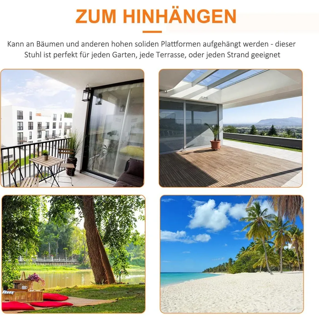 Hängesessel mit zwei zusätzlichen Sitzkissen Bunt gestreift