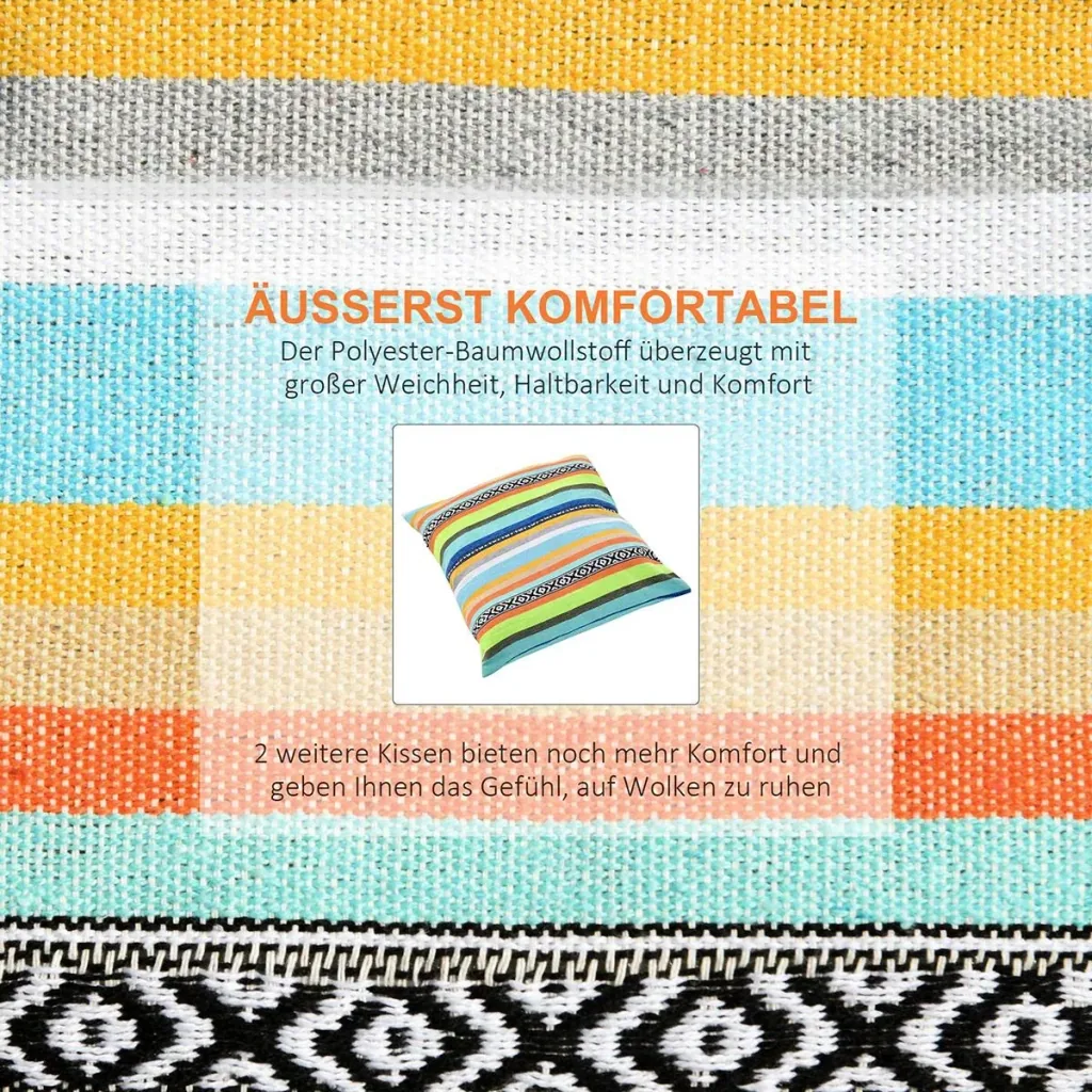 Hängesessel mit zwei zusätzlichen Sitzkissen Bunt gestreift