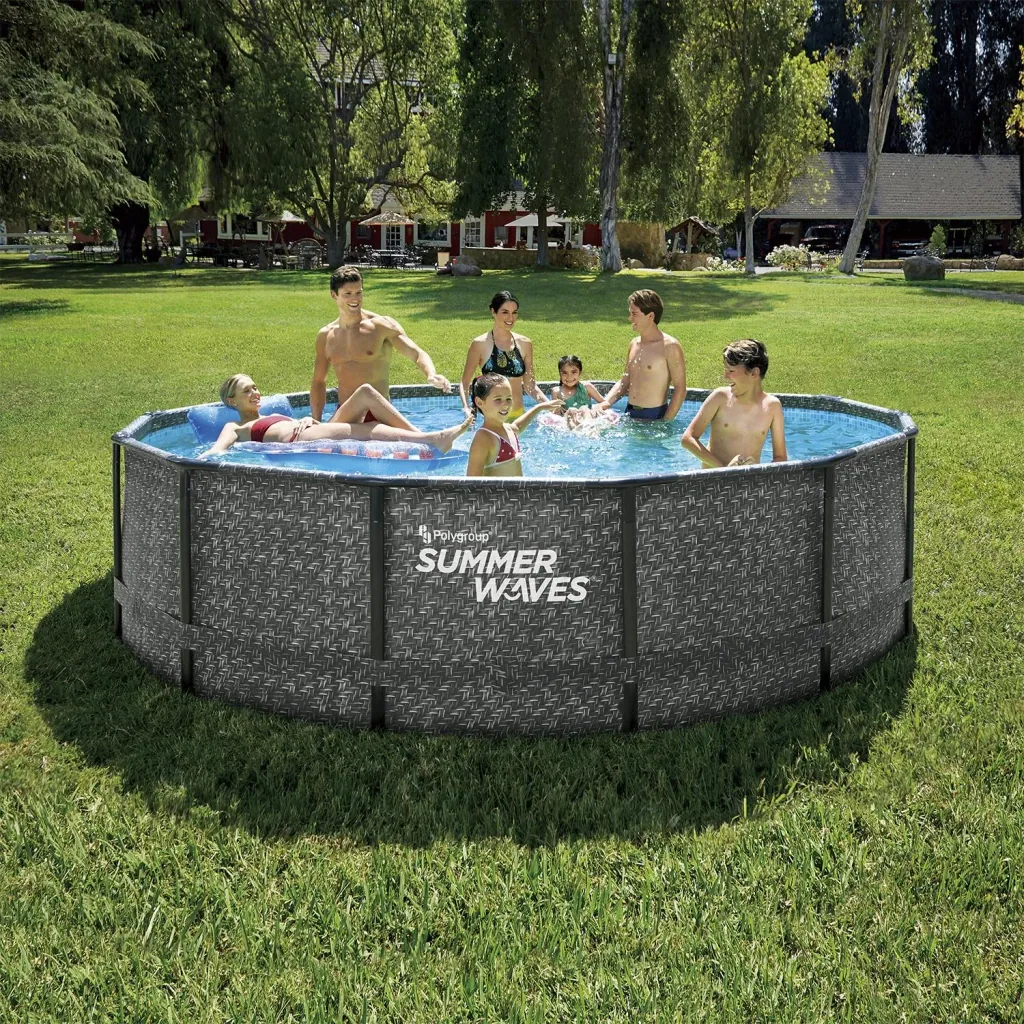 Elite Frame Pool Ø427 x 107 cm, rattan grau