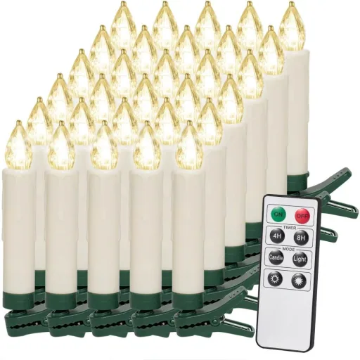 LED-Weihnachtsbaumkerzen 30er-Set mit Fernbedienung warm-weiß