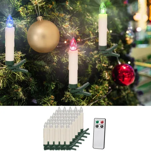 LED-Weihnachtsbaumkerzen 30er-Set mit Fernbedienung warm-weiß
