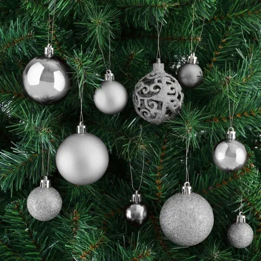 Weihnachtskugeln - Christbaumschmuck - Silber 100 Stück.