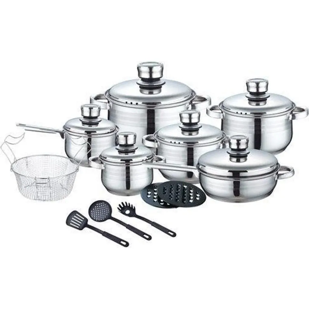 18-teiliges Kochset aus Edelstahl mit Metall-Thermometerdeckeln