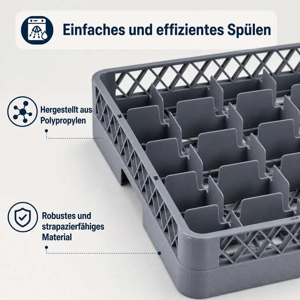 Spülmaschinenkorb, Tassenkorb, Glaskorb - 25 Einteilungen