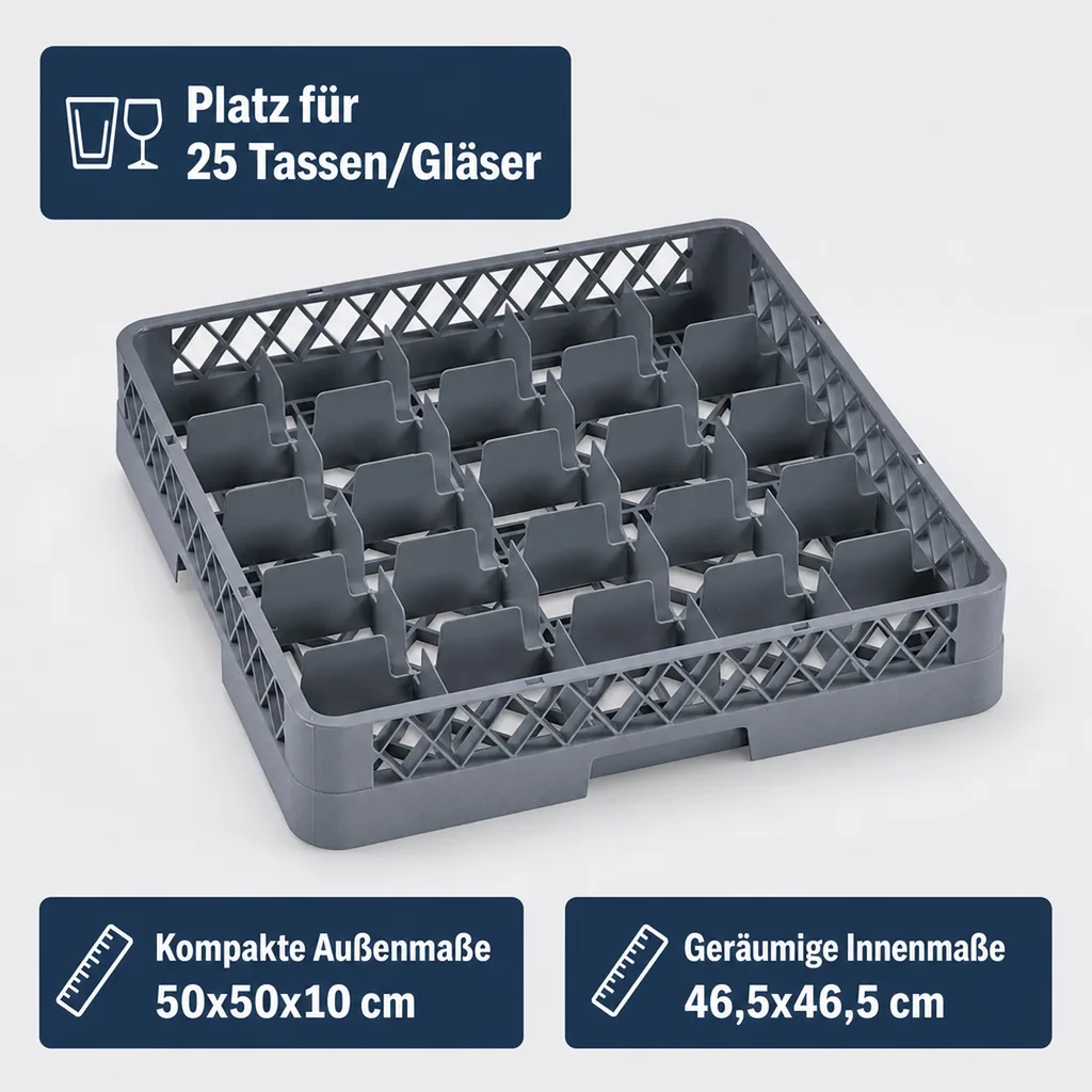 Spülmaschinenkorb, Tassenkorb, Glaskorb - 25 Einteilungen