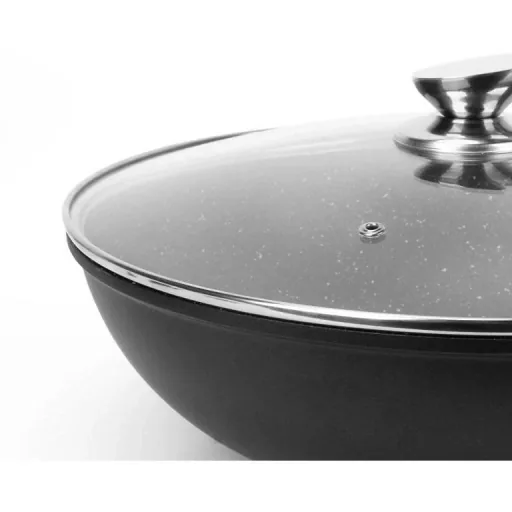 Wokpfanne - mit Glasdeckel - 32cm - Schwarz