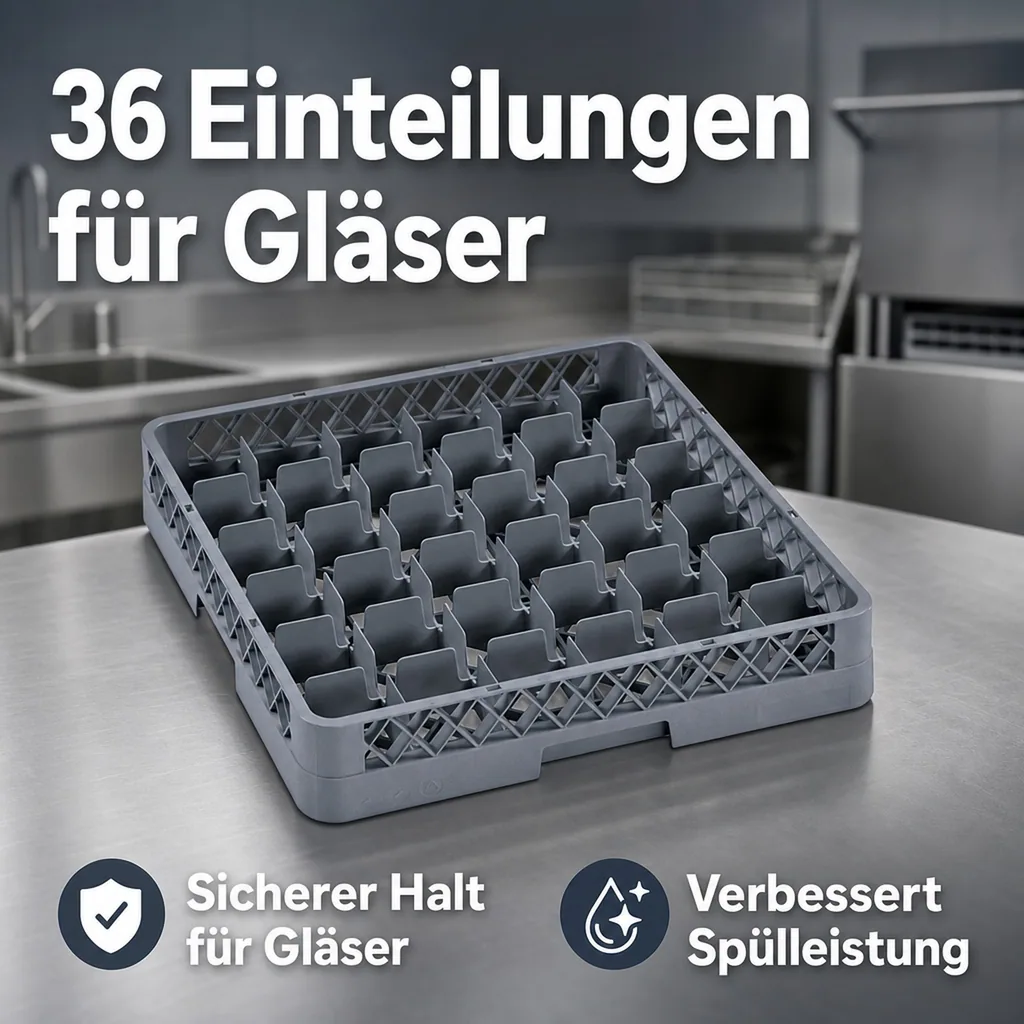 Spülmaschinenkorb, Gläserkorb Spülmaschine, Gläserkorb Gastro - 36 Einteilungen
