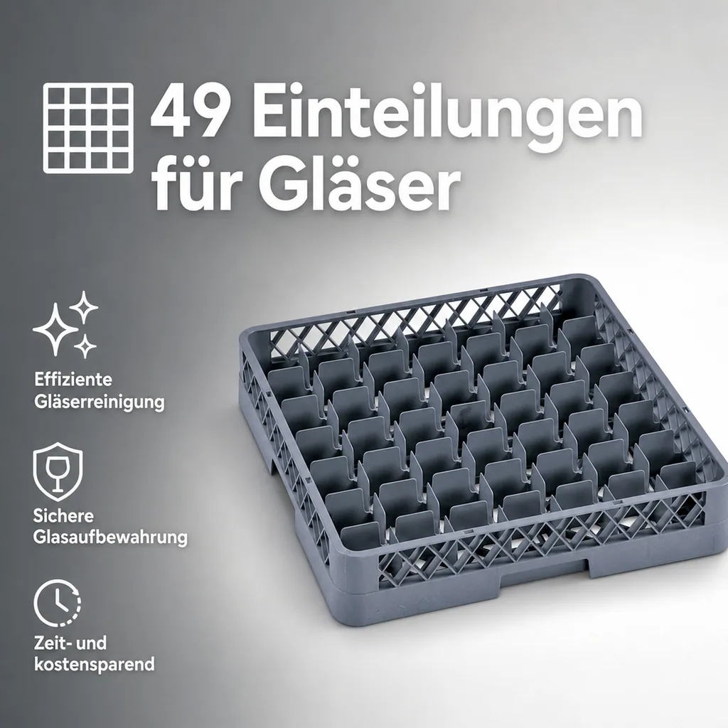 Spülmaschinenkorb, Gläserkorb Spülmaschine, Gläserkorb Gastro - 49 Einteilungen