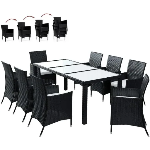Polyrattan Sitze 17 Stück schwarz stapelbar