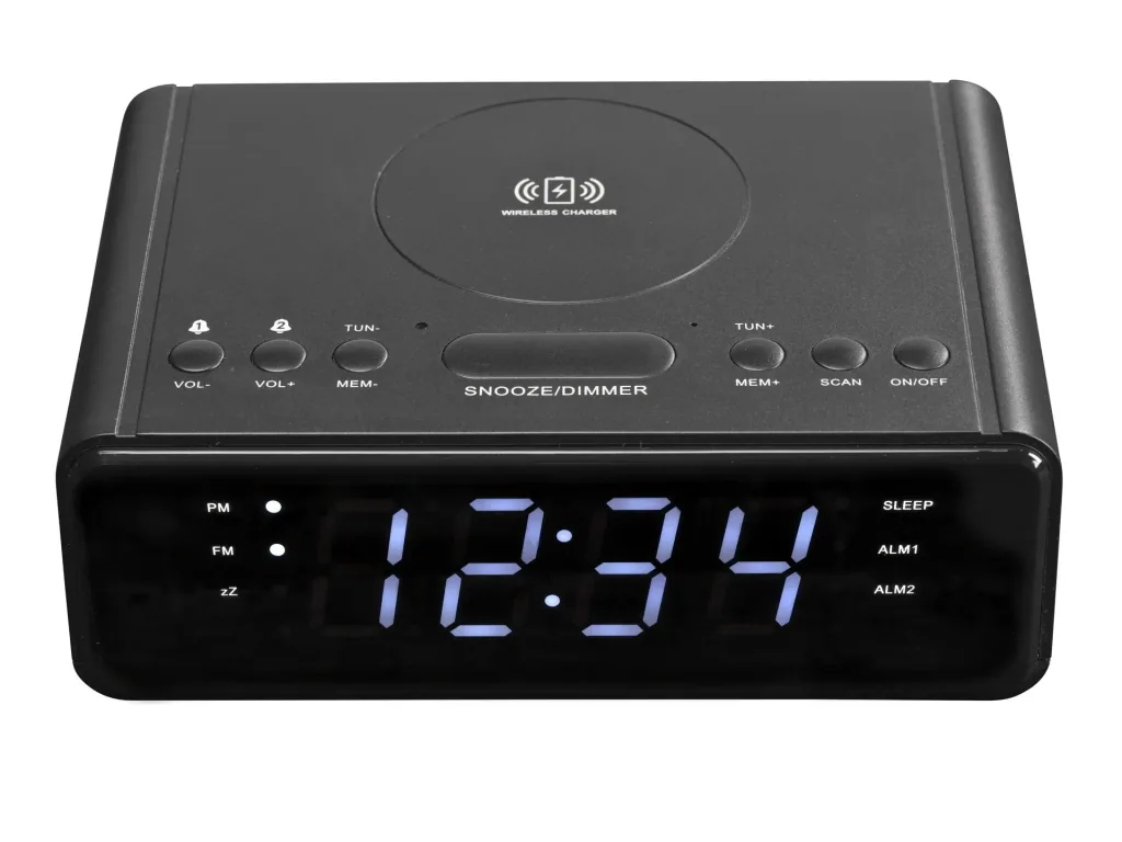 Funk Radiowecker mit QI-Ladefunktion und USB Anschluss