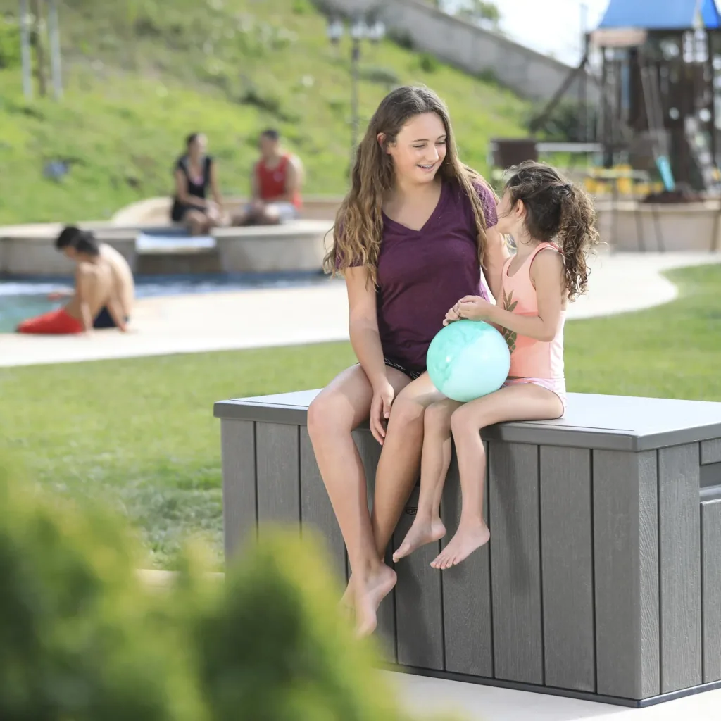 Lifetime Kissenbox 570 L Grau 150.7×71.9×69.1 cm – wetterfeste Auflagenbox aus HDPE