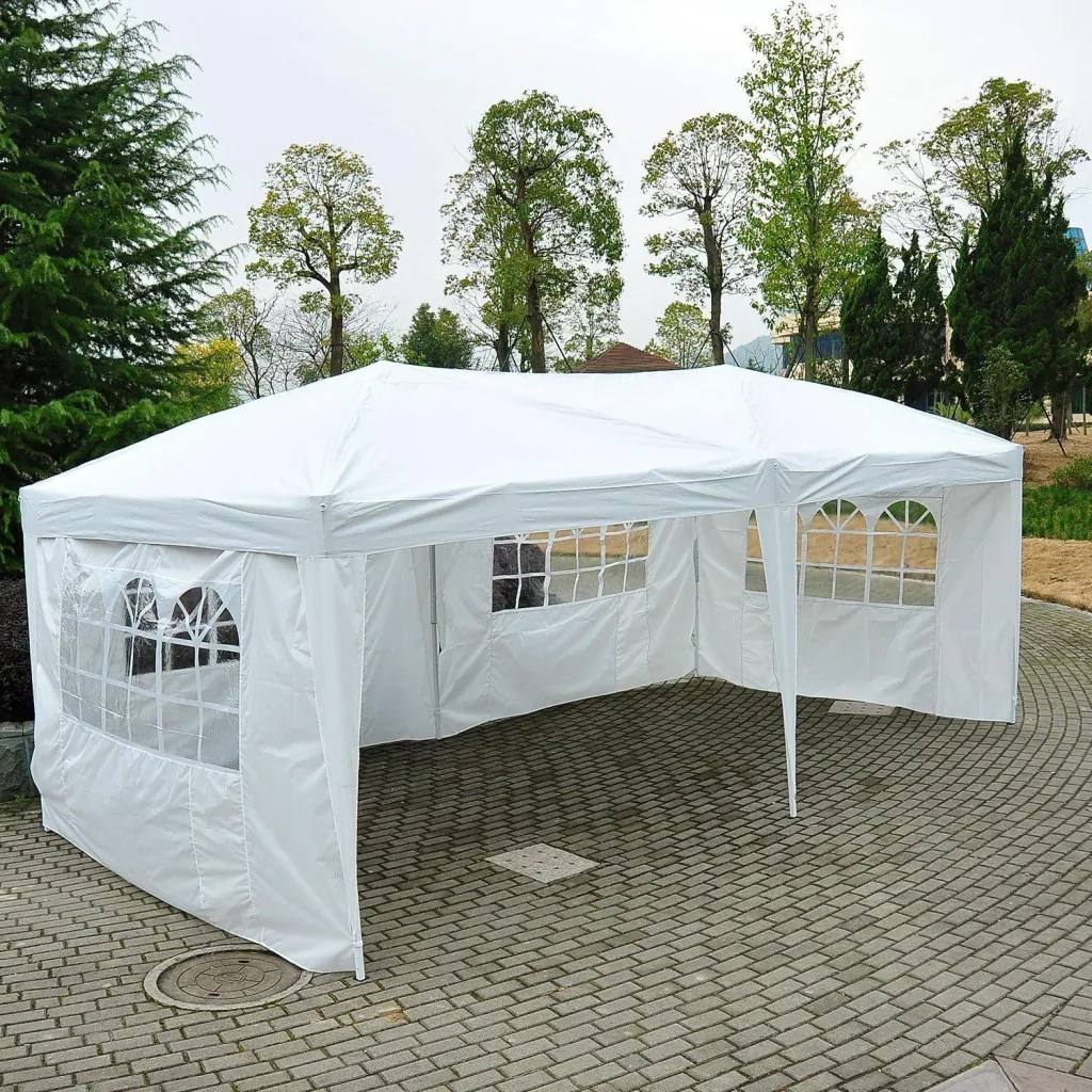 Faltpavillon Pavillon Partyzelt Gartenzelt inkl. 4 Seitenteile Weiß 3x6m
