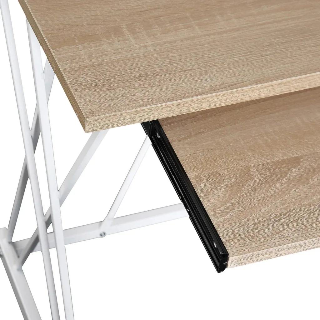 Computertisch PC-Tisch Arbeitstisch mit Tastaturauszug Schublade Eiche+Weiß 110 x 55 x 76 cm