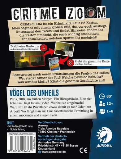 Crime Zoom - Vögel des Unheils - Krimispiel im Taschenformat