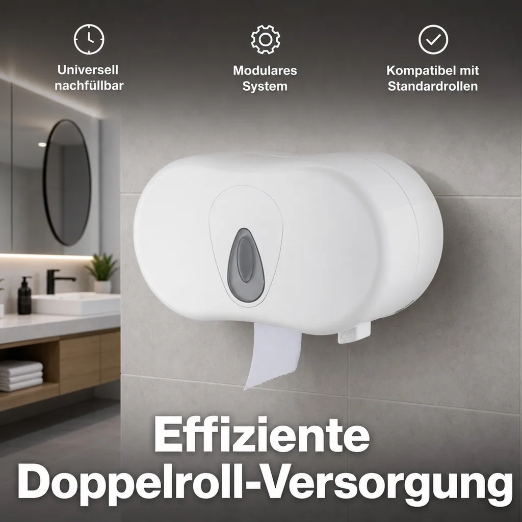 Toilettenpapierhalter, Klopapierhalter, Toilettenpapierspender - PQTMDuo, für 2 Rollen, Kunststoff