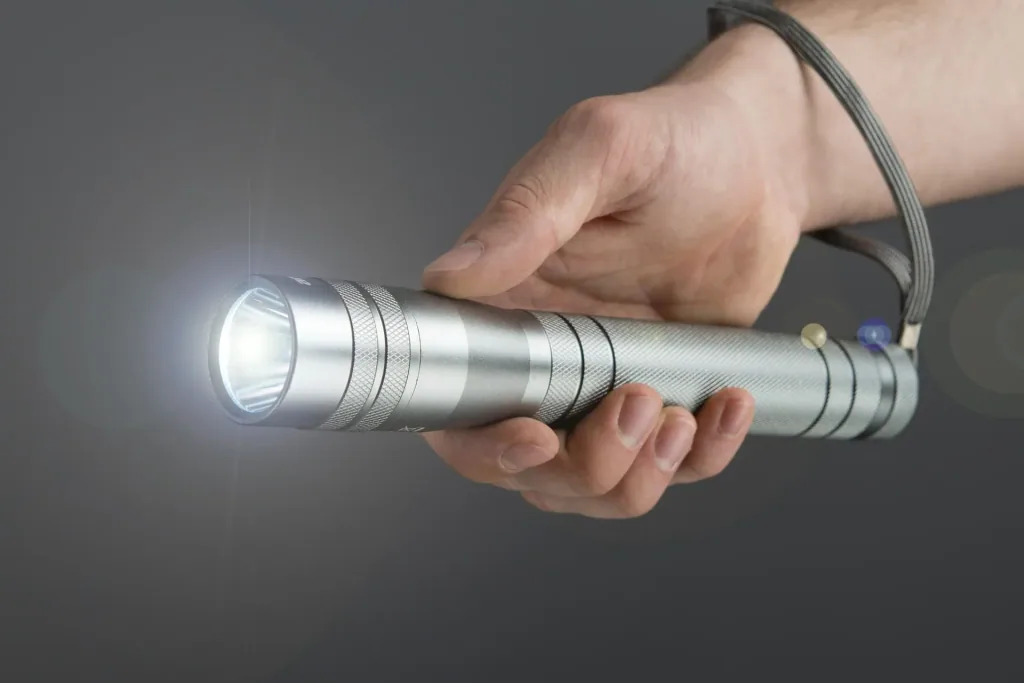 LED Taschenlampe - 10 Watt, 700 lm, stoßfest und wasserabweisend, silber-anthrazit