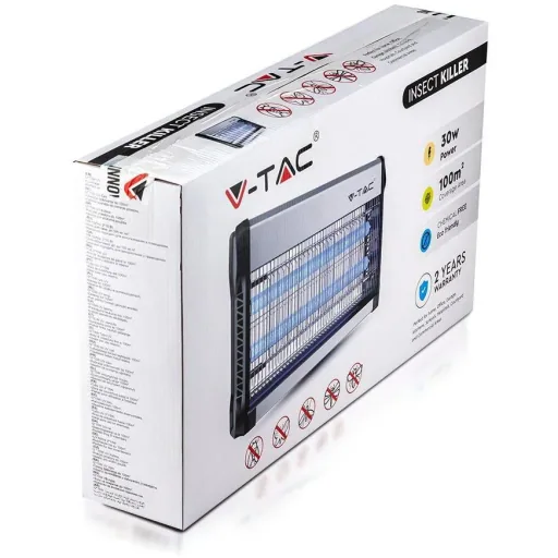 VT-3230 Insektenlampe - 2"15W - 100m Reichweite - UV-Licht - Grau