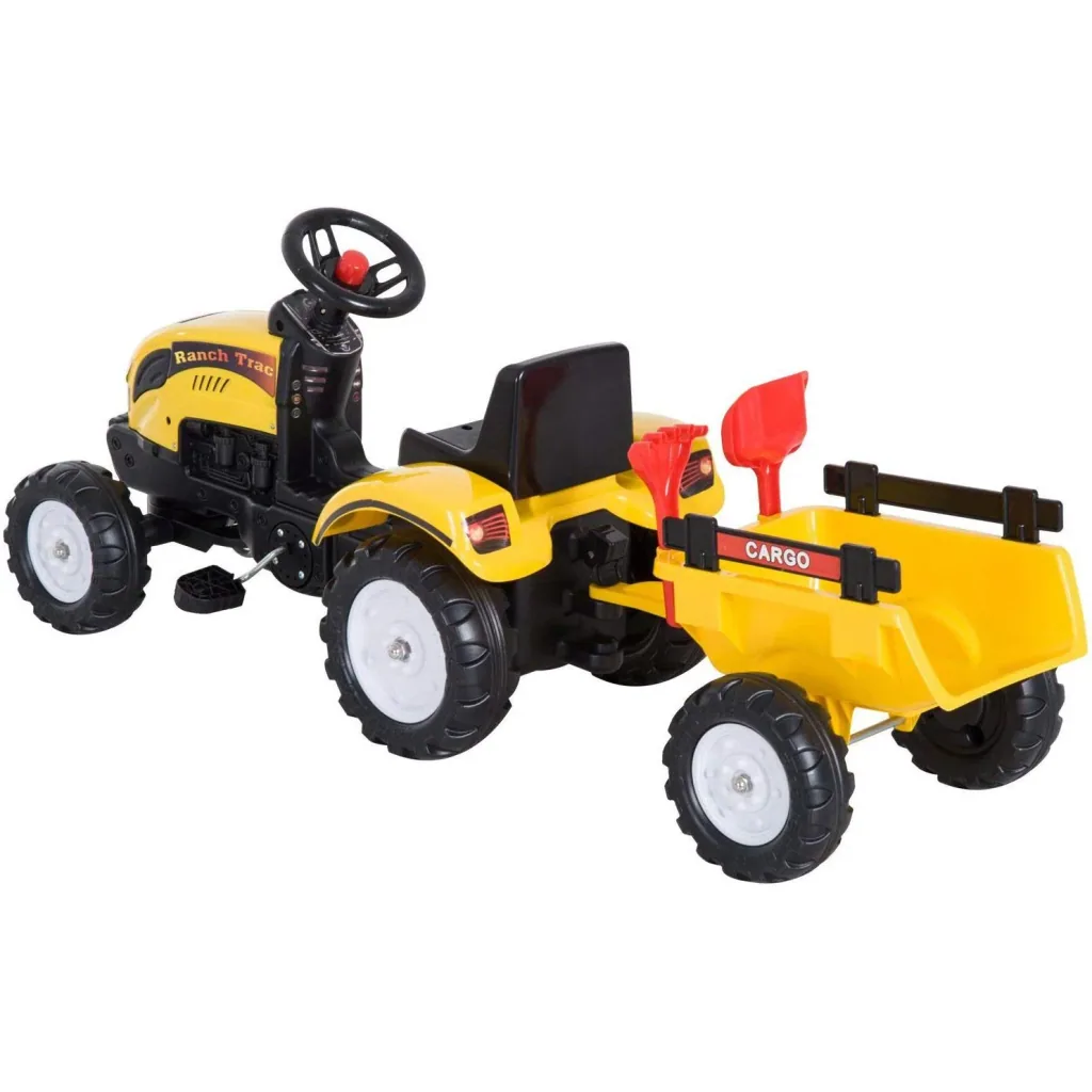 Tretauto Traktor mit Anhänger ab 3 Jahre Gelb