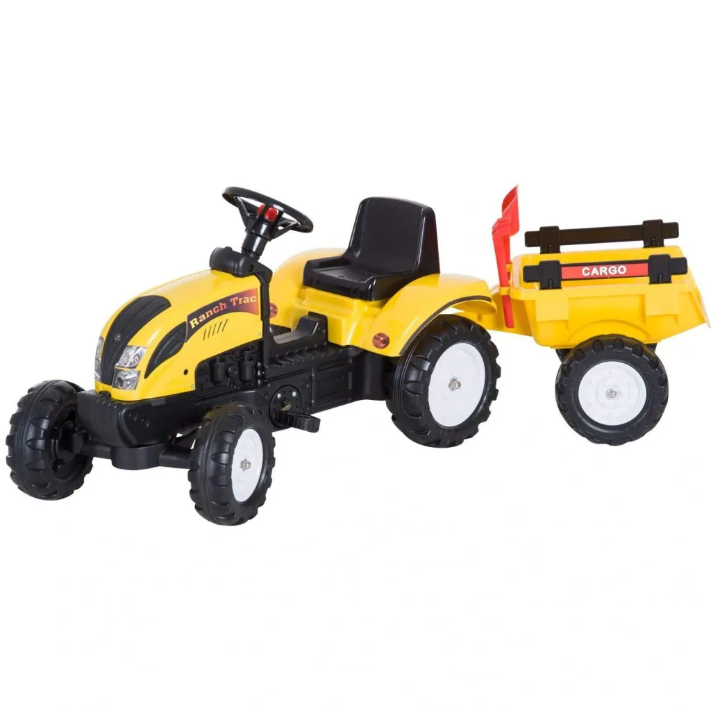 Tretauto Traktor mit Anhänger ab 3 Jahre Gelb