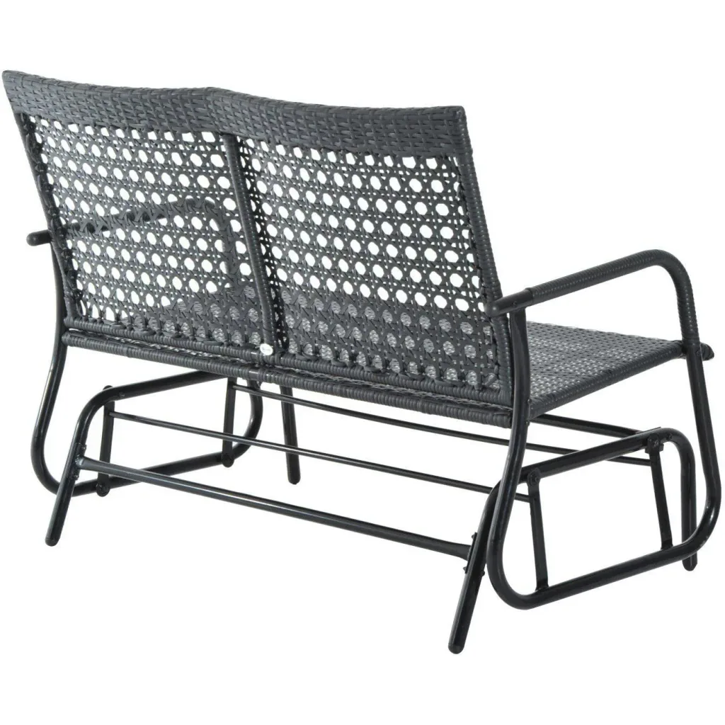 Schaukelbank Gartenschaukel Polyrattan 2-Sitzer schwarz