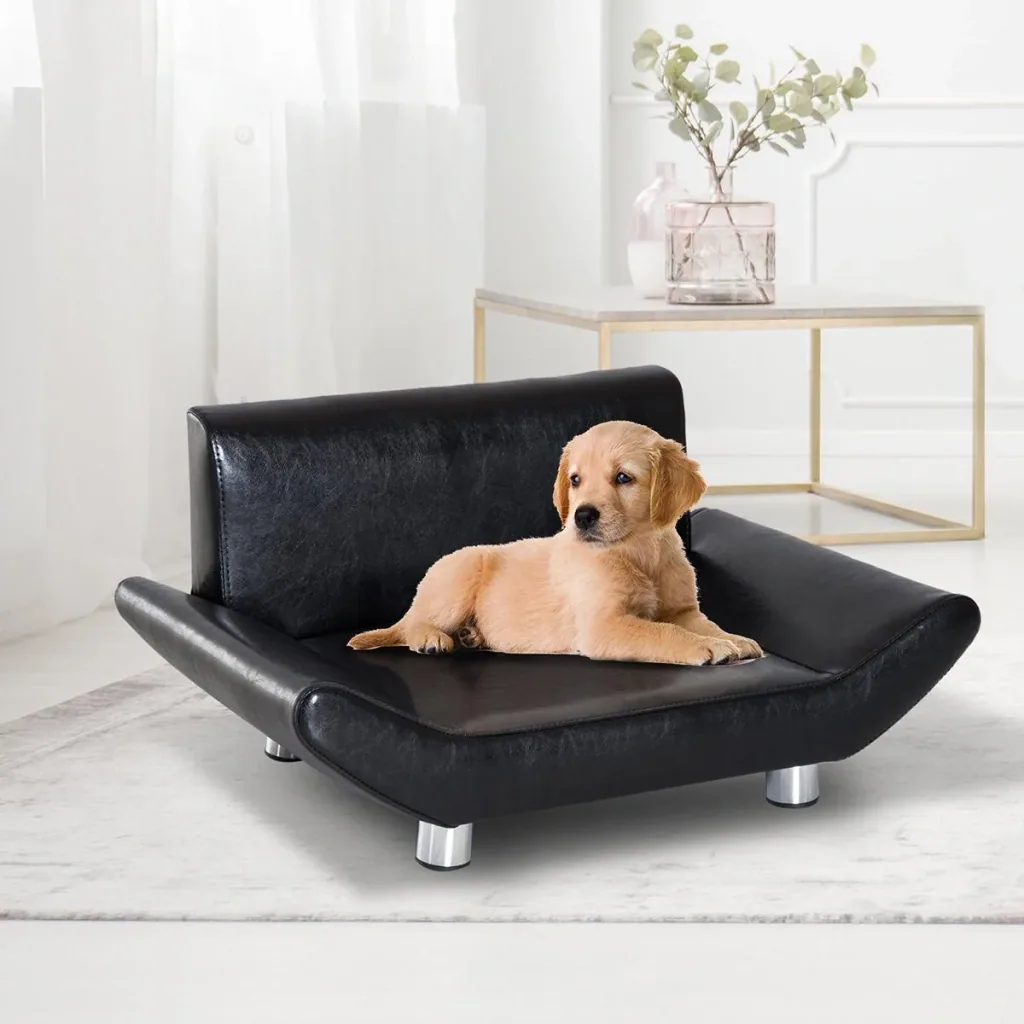 Haustiersofa in Lederoptik schwarz