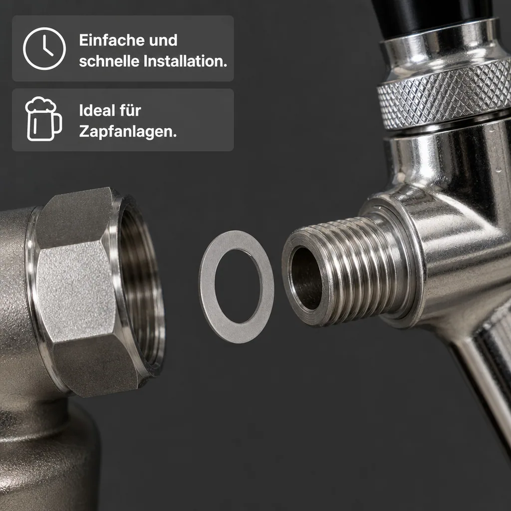 Edelstahl Unterlegscheibe für Zapfhähne, 5/8 - Perfekt für Zapfanlagen & Getränkearmaturen