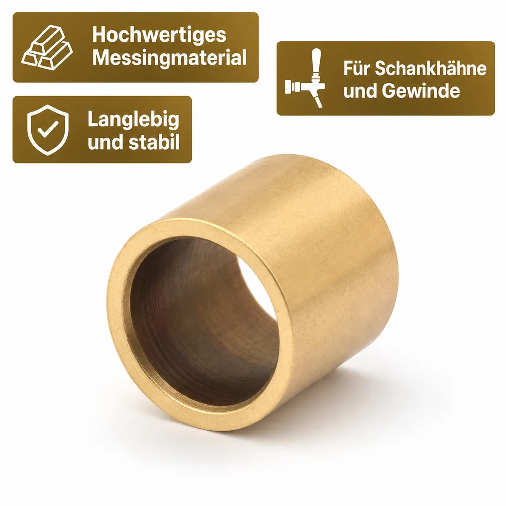 Distanzhülse, Abstandshalter, Abstandshülse- für Schankhahn, Gewinde, Messing, 10mm