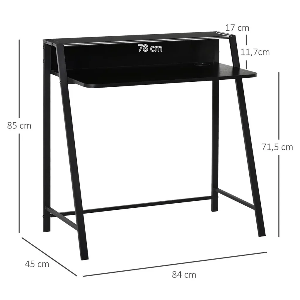 Schreibtisch Computertisch Bürotisch Arbeitstisch mit Ablagefach Kabeldurchlass Metall Schwarz 84 x 45 x 85 cm