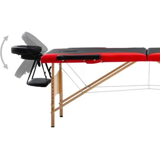 Klappbarer Massagetisch 2 Zonen Holz schwarz und rot