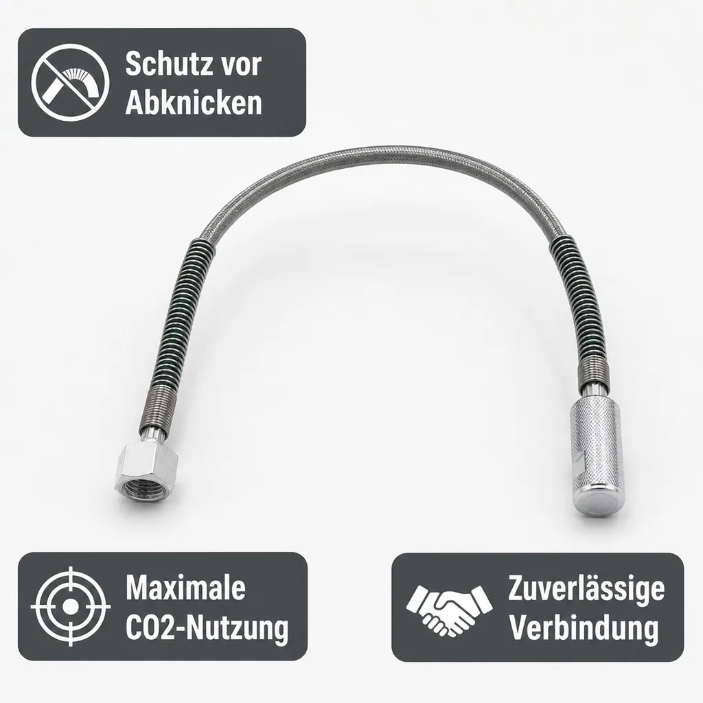 Hochdruckschlauch - CO2 für Wandarmatur - 1m - Sechskant und Handanzugsrändelmutter