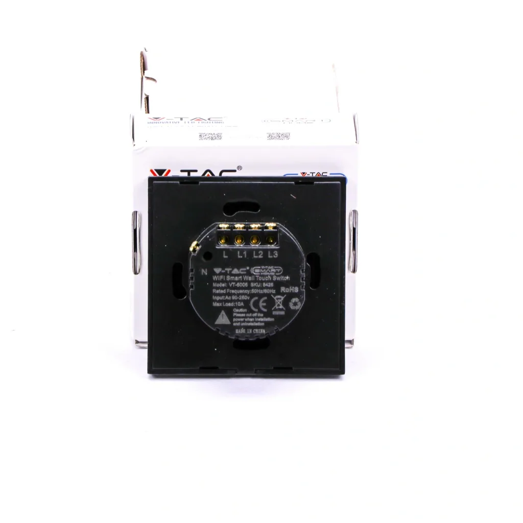 Smarthome VT-5005 Eingebauter WiFi-Touch-Schalter - 3 Tasten - schwarz - Funktioniert mit Amazon Alexa und Google Home A