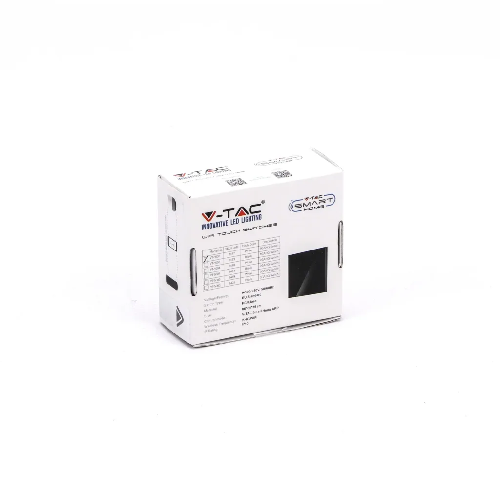 Smarthome VT-5005 Eingebauter WiFi-Touch-Schalter - 3 Tasten - schwarz - Funktioniert mit Amazon Alexa und Google Home A
