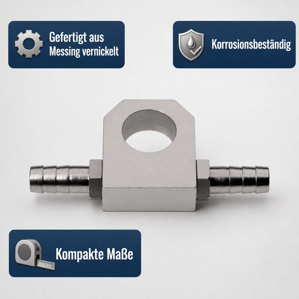 Hahnkühlplatte für Begleitkühlung - Messing vernickelt - NW 10mm gerade