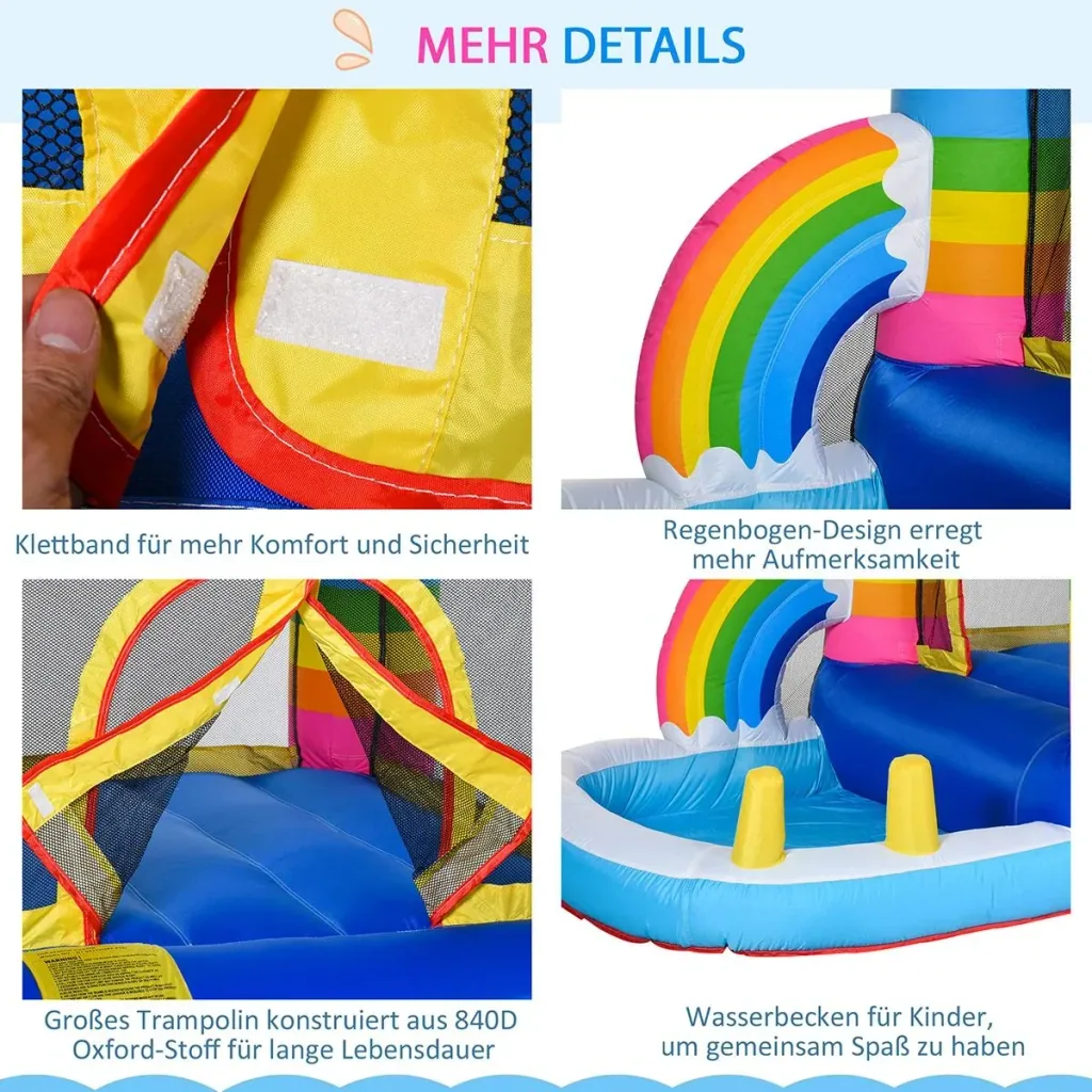 Kinderhüpfburg im Regenbogen-Design bunt