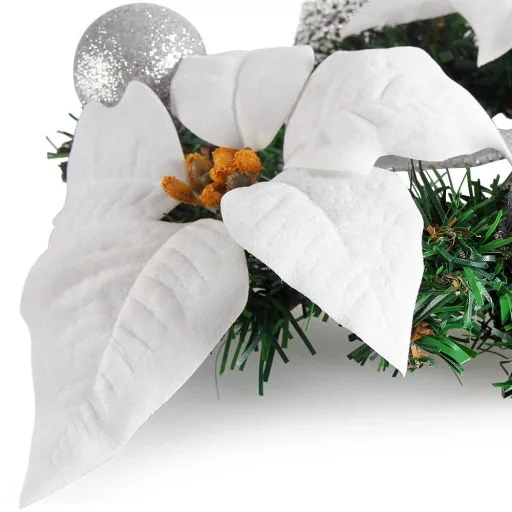 Weihnachtskranz mit weißen Blumen - Ø22cm