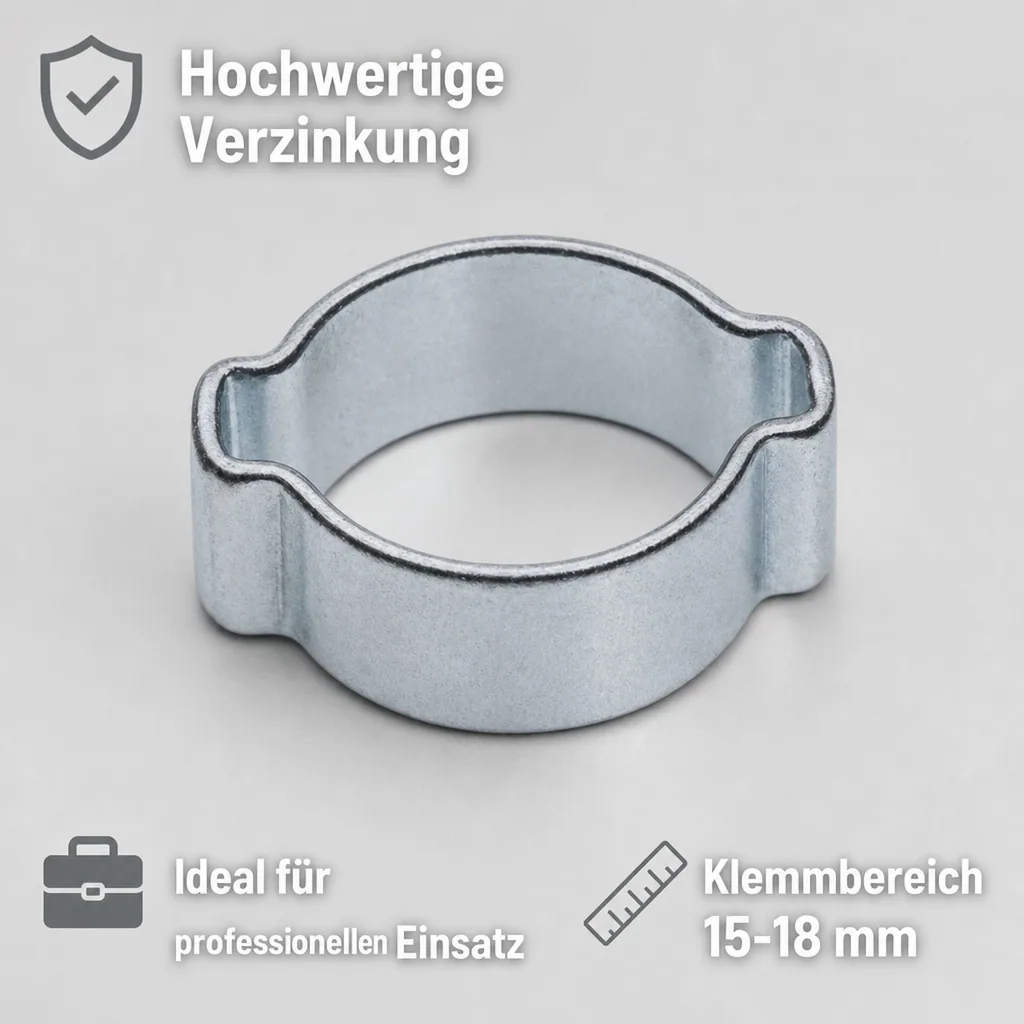 2-Ohr-Schlauchklemme 10mm, verzinkt, 100 Stück
