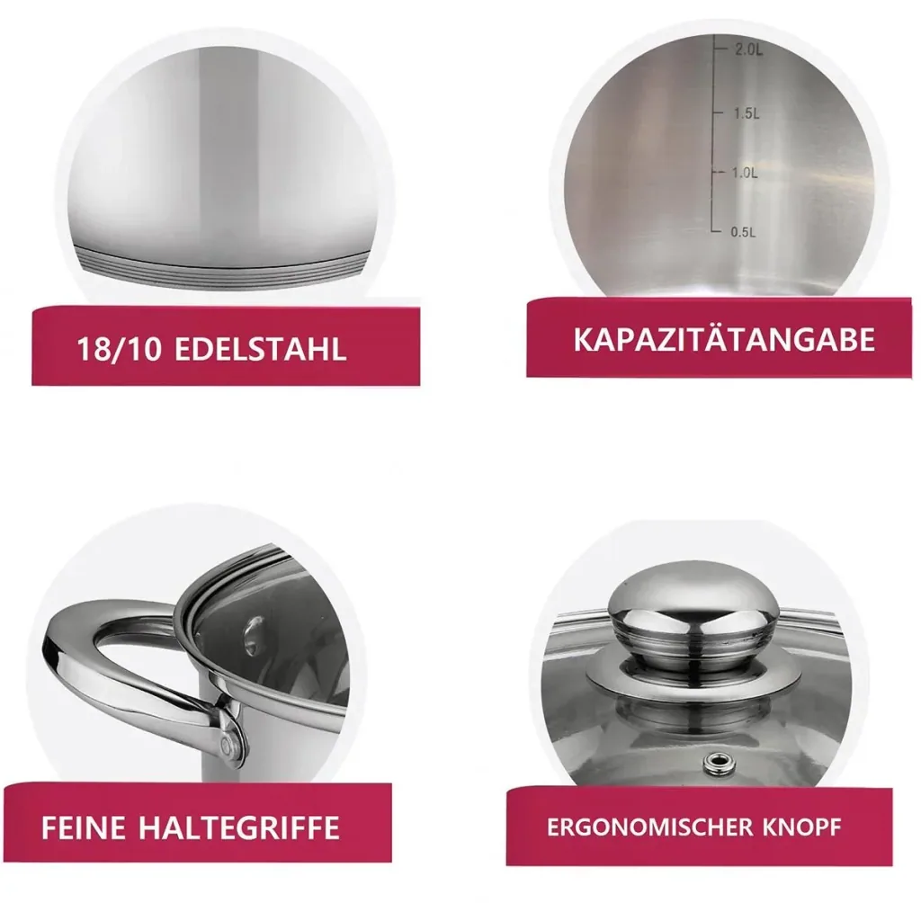 Platinum Kochtopf mit Nudelkocher - Edelstahl - 24cm
