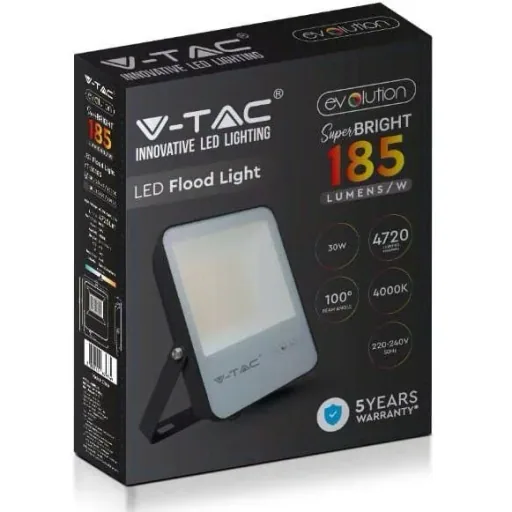 VT-30185 LED-Flutlicht - 30 W - 4720 Lm - 4000K - schwarz - Extra effizient