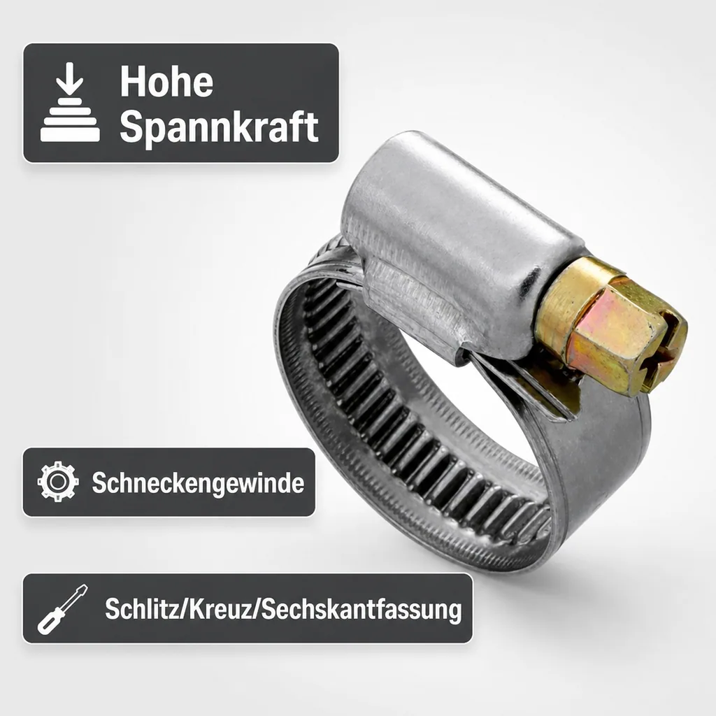 Schlauchschellen Edelstahl, 12mm, 20-32mm, DIN 3017, W2