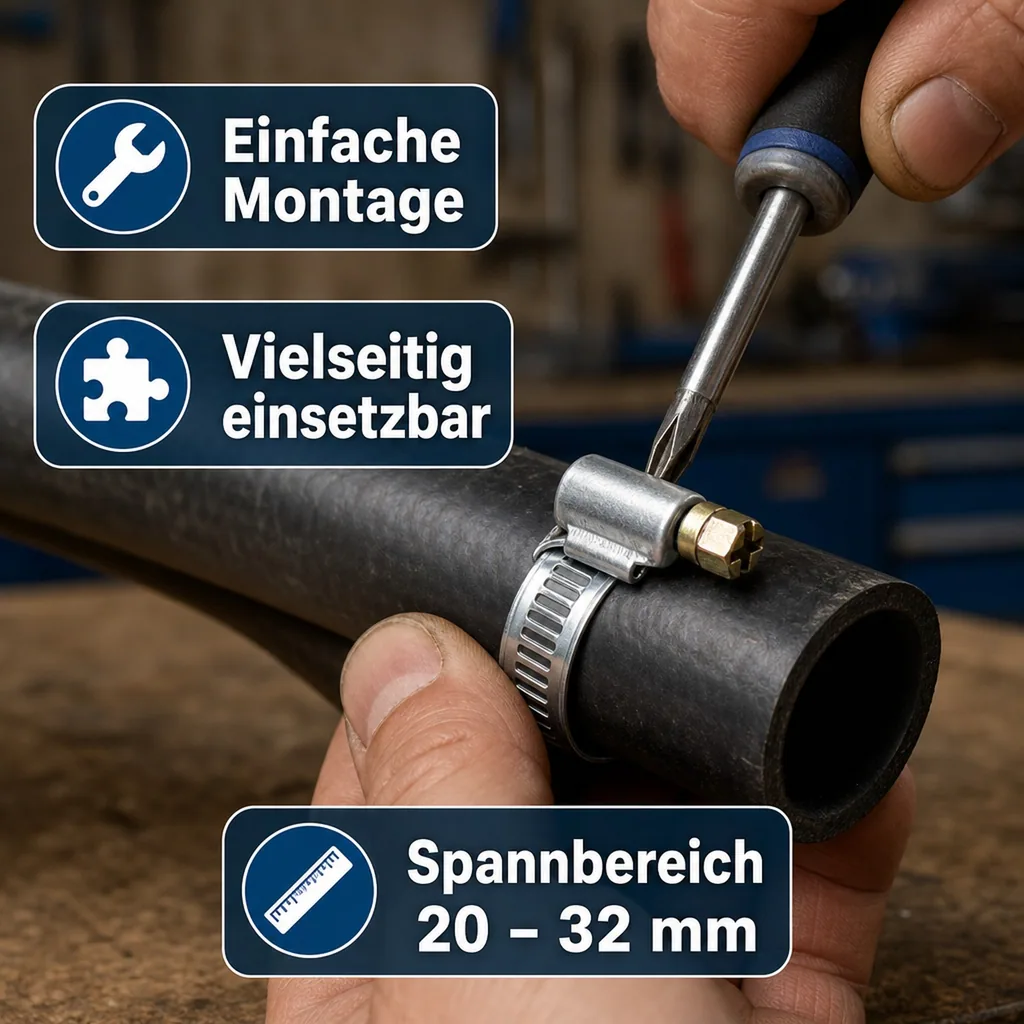 Schlauchschellen Edelstahl, 12mm, 20-32mm, DIN 3017, W2