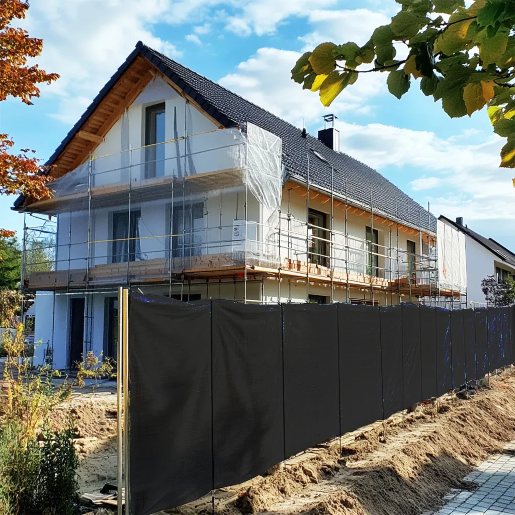 Bauzaunplane 160g/m², schwarz PE 1,76m x 3,41m, Sichtschutzplane