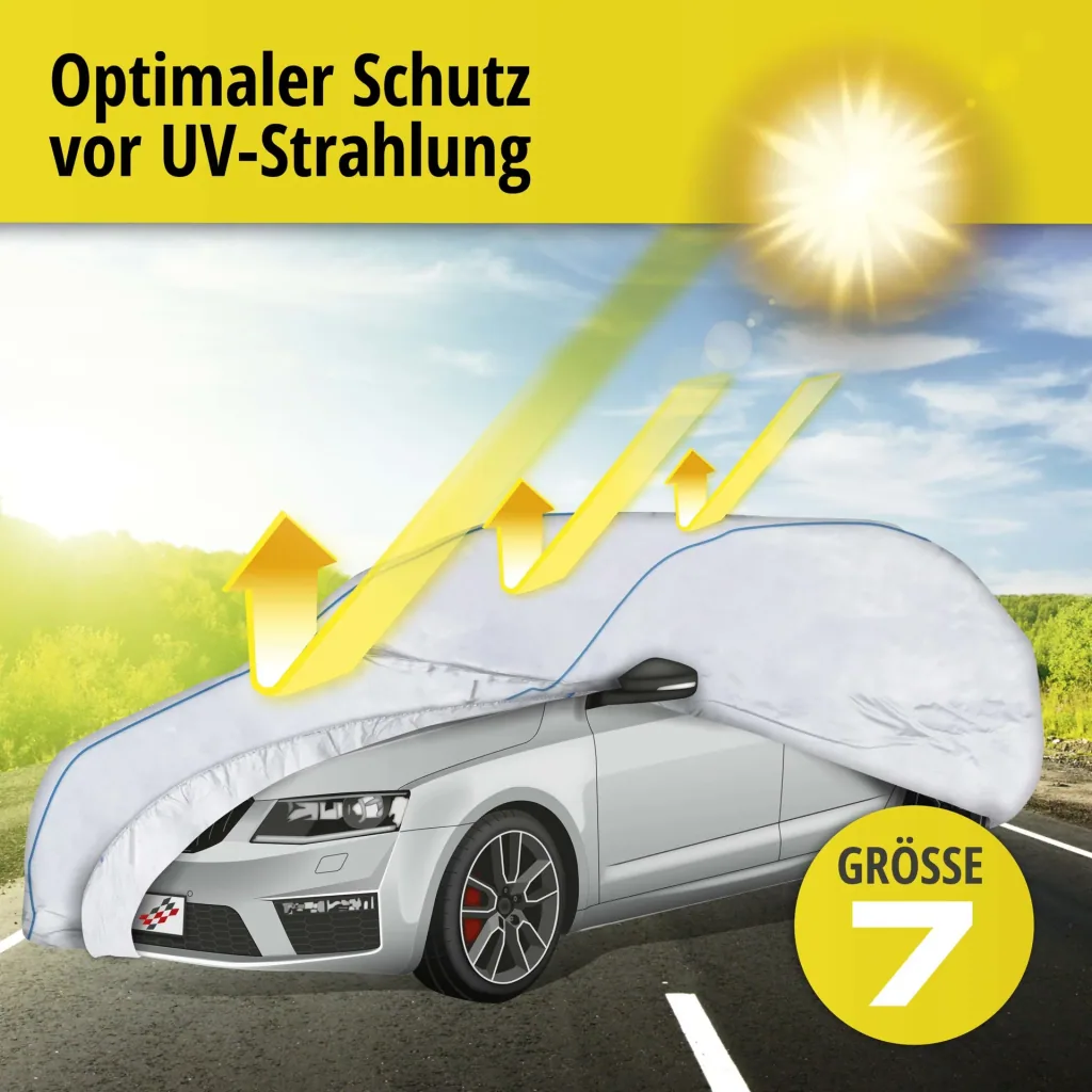 Autoabdeckplane Sun Reflect - Größe 7 - 488x176x148cm - 112g/m² - PES beschichtet