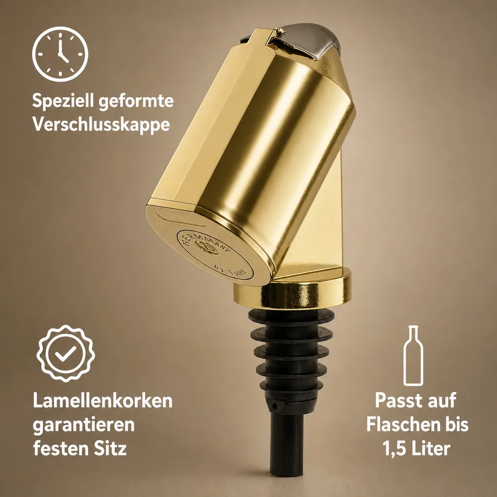 Flaschenportionierer, Ausgießer - Bottle Master 3000, gold, für 0,5 - 1,5 L Flaschen, Ausschankmenge: 20 ml