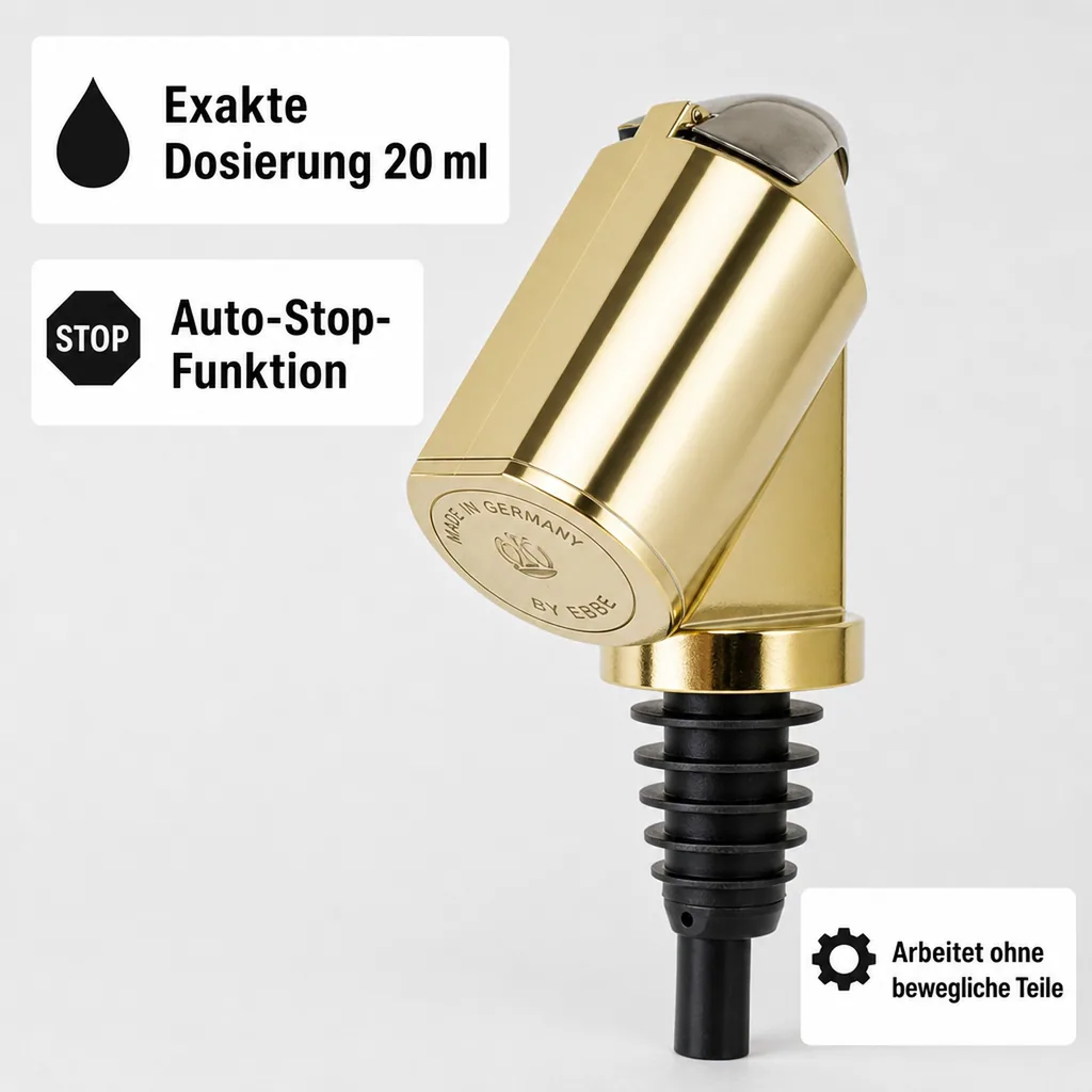 Flaschenportionierer, Ausgießer - Bottle Master 3000, gold, für 0,5 - 1,5 L Flaschen, Ausschankmenge: 20 ml