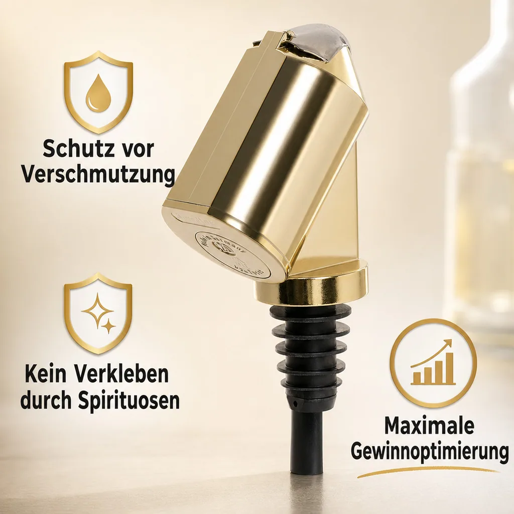 Flaschenportionierer, Ausgießer - Bottle Master 3000, gold, für 0,5 - 1,5 L Flaschen, Ausschankmenge: 20 ml
