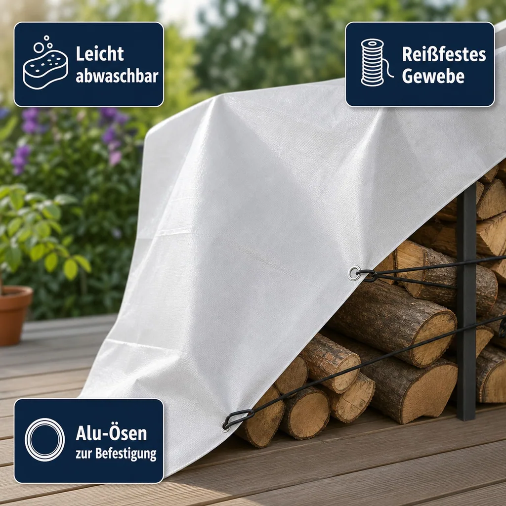 Abdeckplane 4x8m, 32m², weiß, 180 g/m², wasserdicht, reißfest